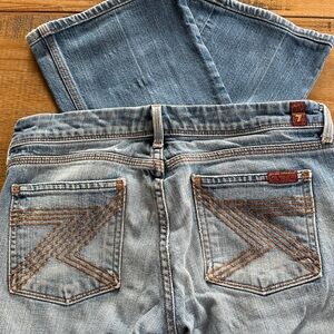 7 For All Mankind Light Blue Denim with Brown Stitching